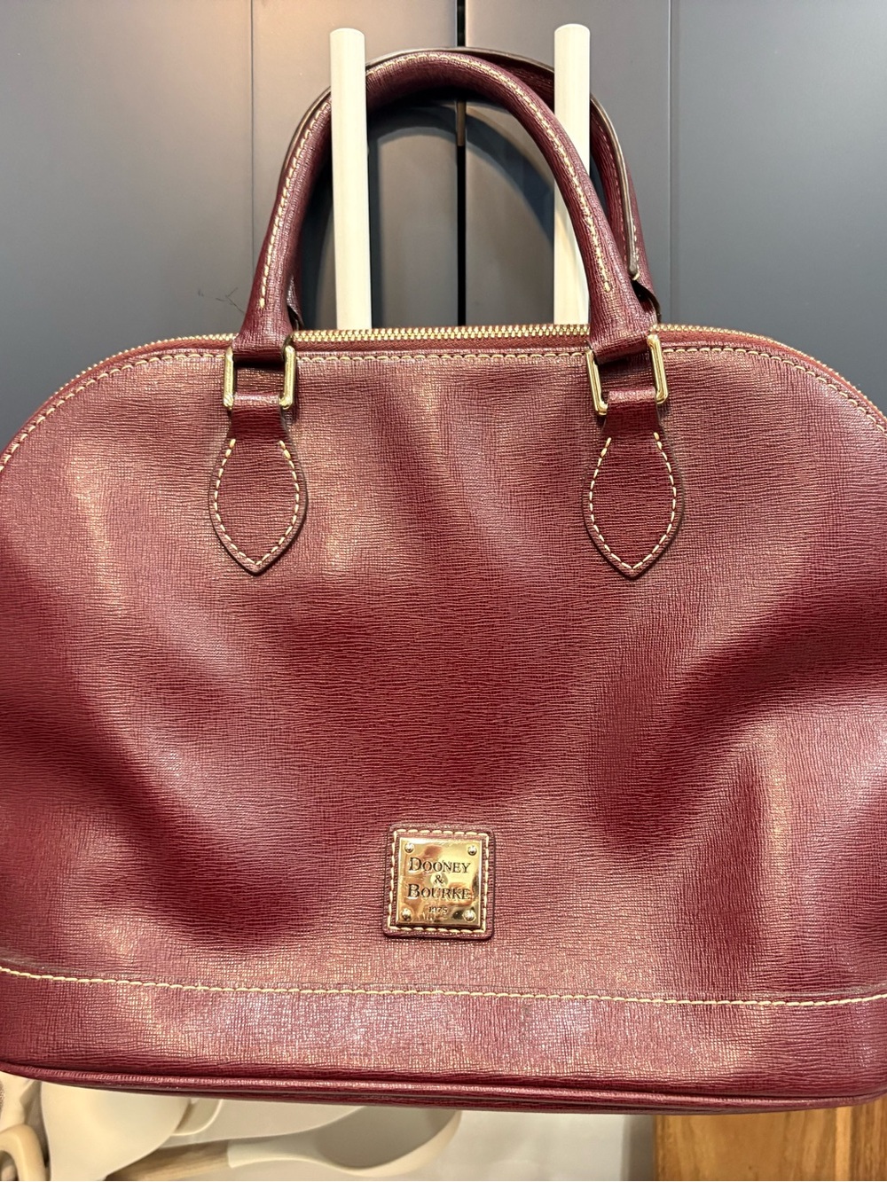 Dooney & Bourke Burgundy Saffiano-Style Leather Tote